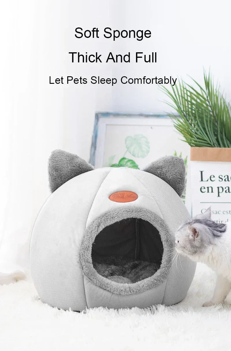 Cat Head Shaped Cozy Cave Bed - CatThingz