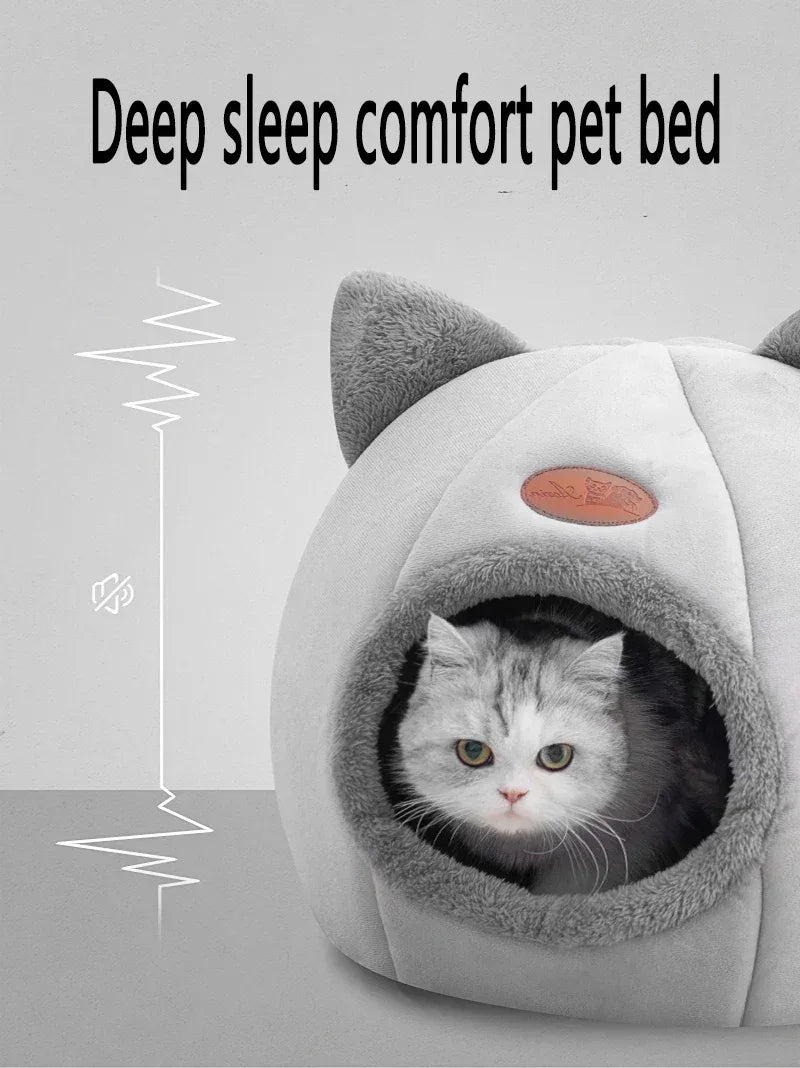 Cat Head Shaped Cozy Cave Bed - CatThingz