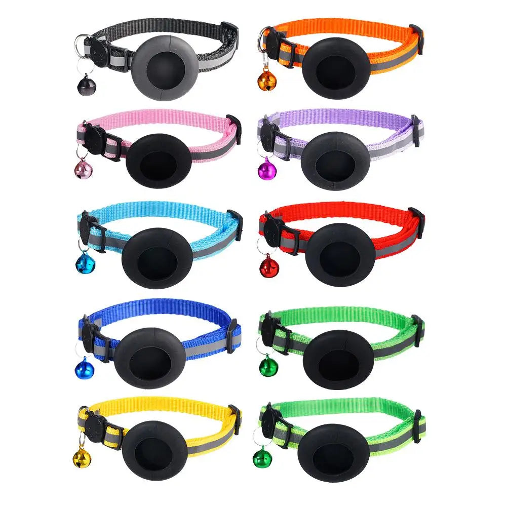 AirTag Cat Collar with GPS Tracker Holder & Safety Bell