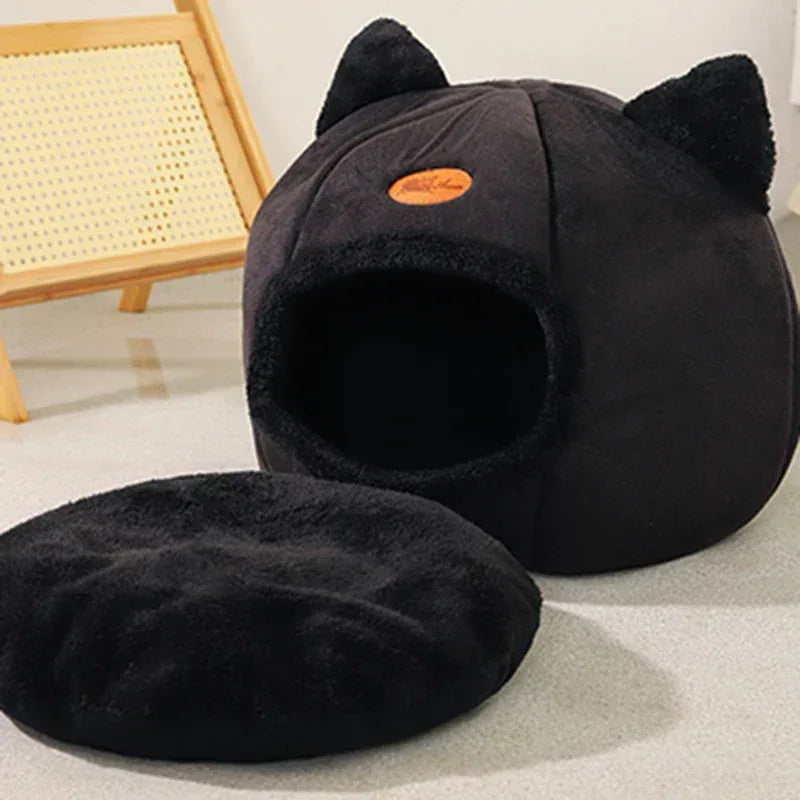 Cat Head Shaped Cozy Cave Bed - CatThingz