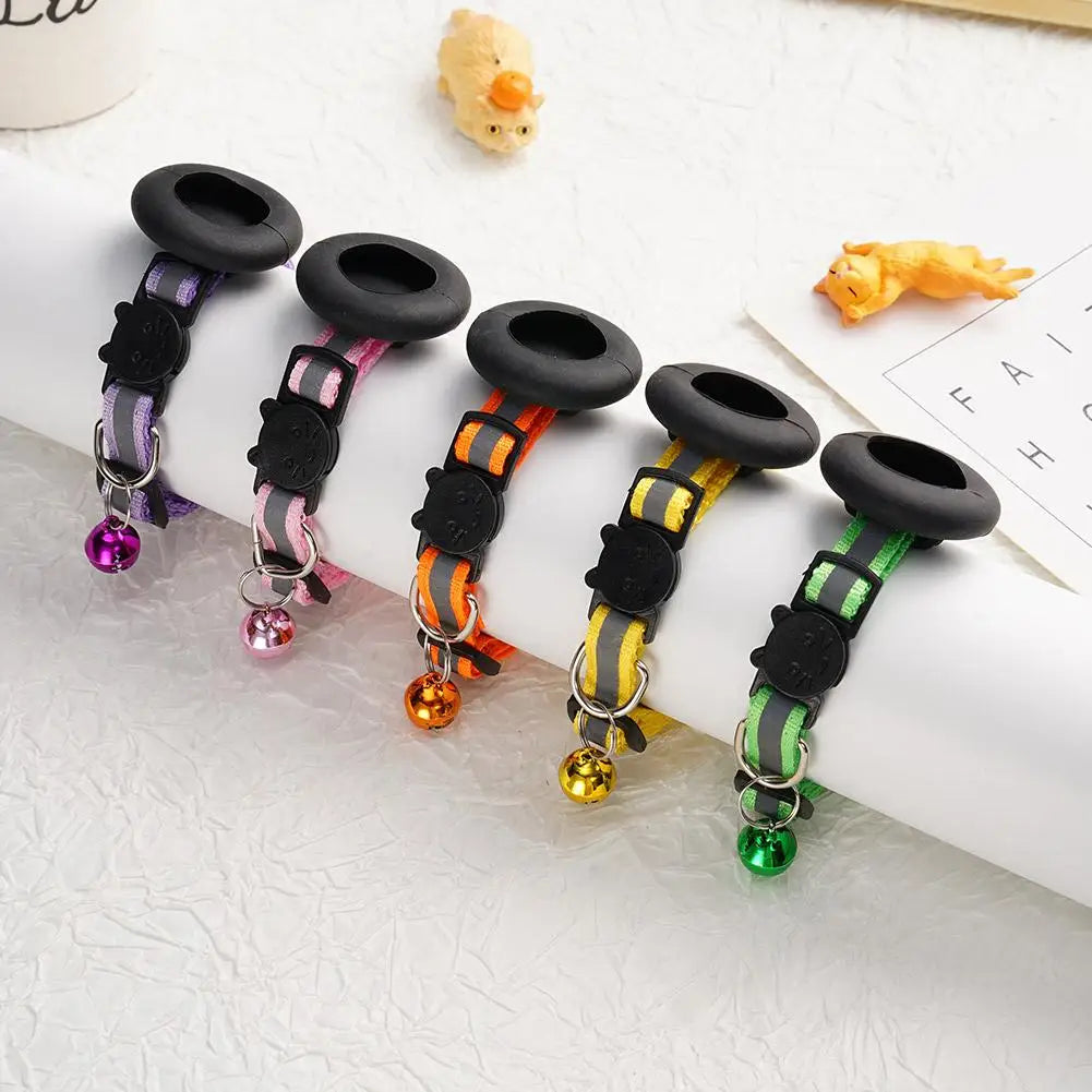 AirTag Cat Collar with GPS Tracker Holder & Safety Bell