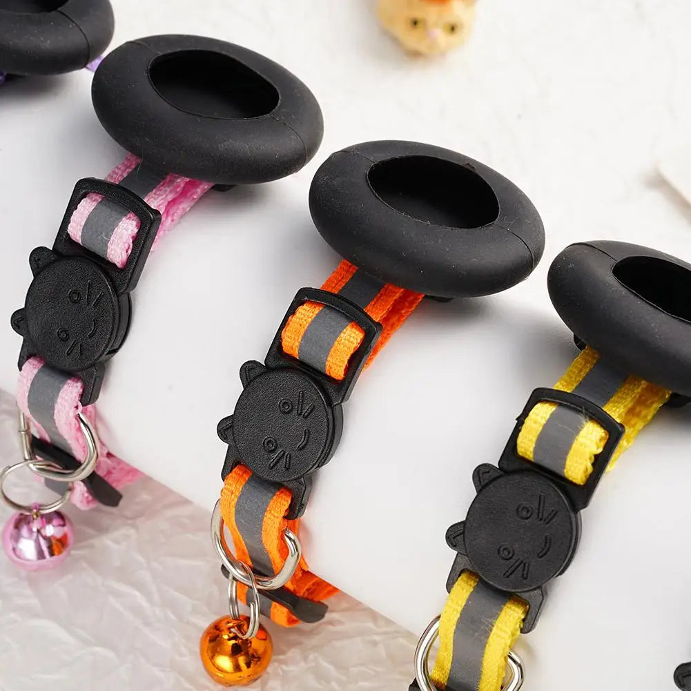 AirTag Cat Collar with GPS Tracker Holder & Safety Bell