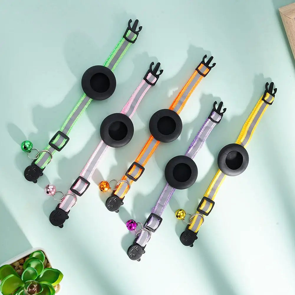 AirTag Cat Collar with GPS Tracker Holder & Safety Bell