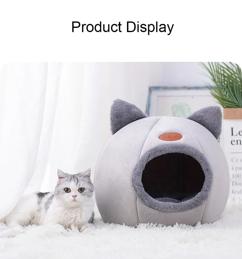 Cat Head Shaped Cozy Cave Bed - CatThingz