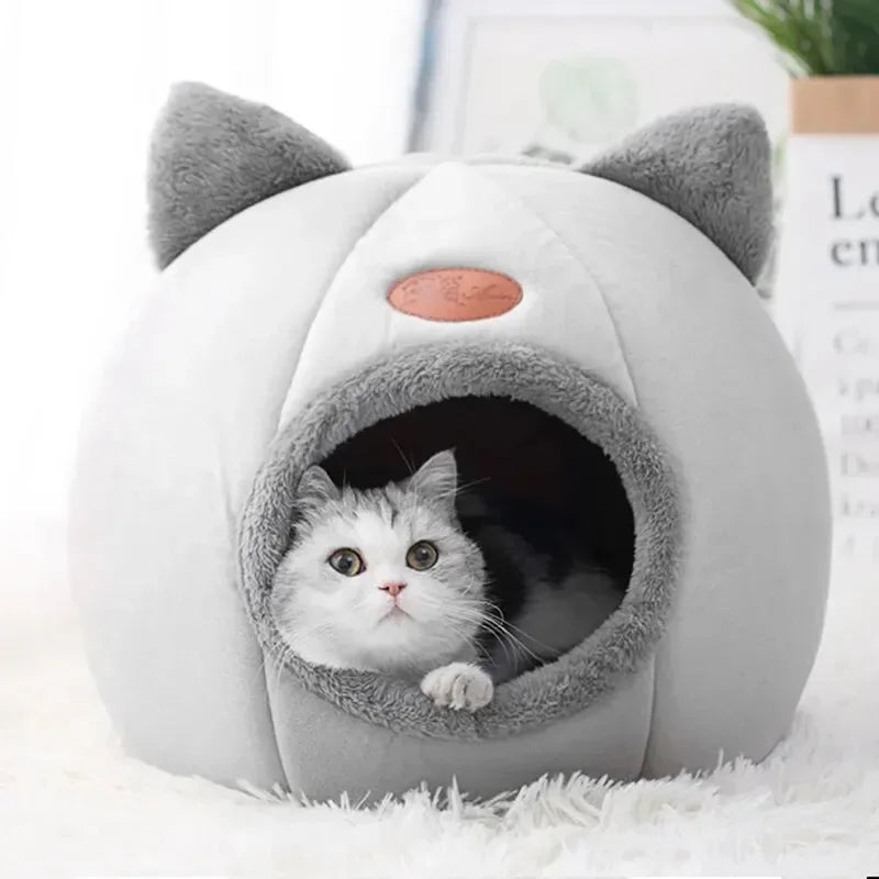 Cat Head Shaped Cozy Cave Bed - CatThingz